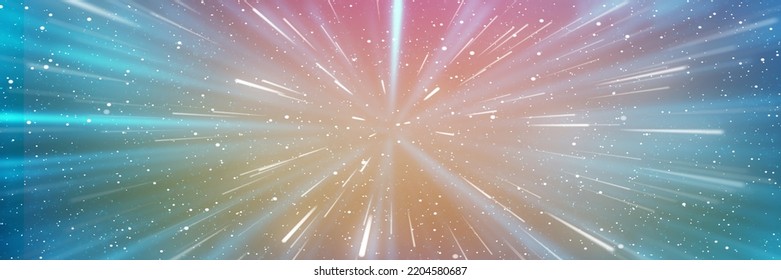 Space Travel At The Speed Of Light. Lights Of The Nebula. Starburst, Cosmic Rays. Universe Background.