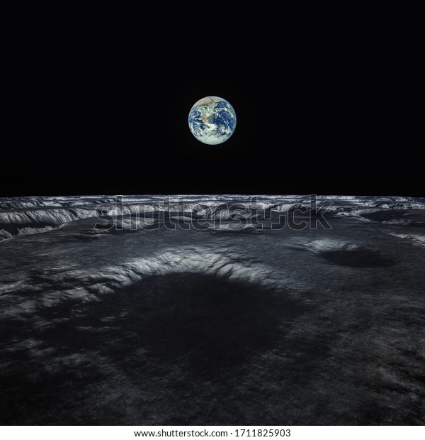 a space view to our planet earth from moon\
3d illustration done with NASA\
textures