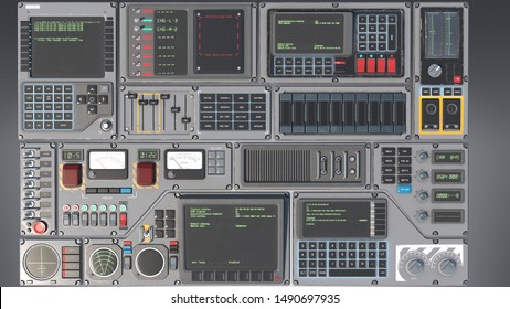 Spaceship Cockpit Control Panel Dashboard 