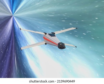 Spaceship Flying At Supersonic Speed, 3d Rendering