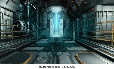 Spaceship Interior With A Futuristic Machine