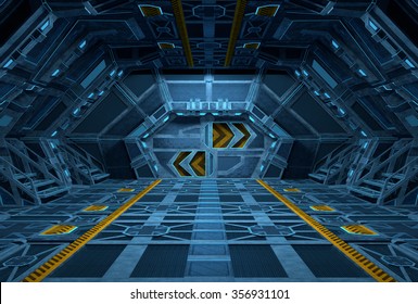 Spaceship Interior. Inside Of Space Station. 3D Illustration.