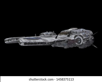 Spaceship Isolated On Black Background 3d Stock Illustration 1458375113 