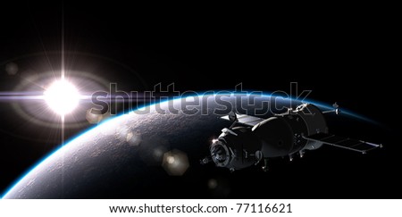 Spaceship on the orbit Stock photo © 