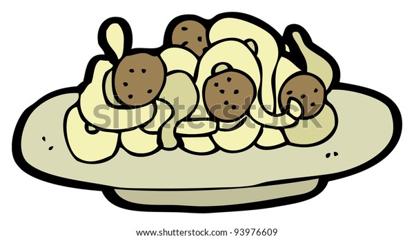spaghetti and meatballs cartoon (raster version)