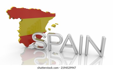 Spain Country Map Flag Espana Name Background 3d Illustration