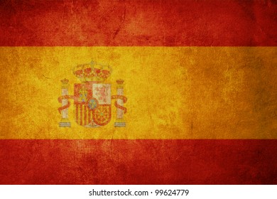 Spain Flag With Old Texture Grunge And Vintage