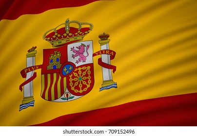 Spain Flag Wavy Fabric Flag Spain Stock Illustration 709152400