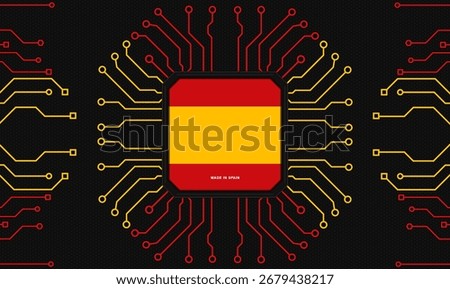 Spain Illustration of next-generation microchip and processors. Advanced technology, high-performance CPU, and chips designed for artificial intelligence and modern computing