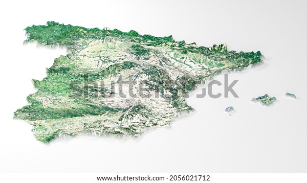 Spain Map Detailed Real Map 3d Stock Illustration 2056021712 | Shutterstock