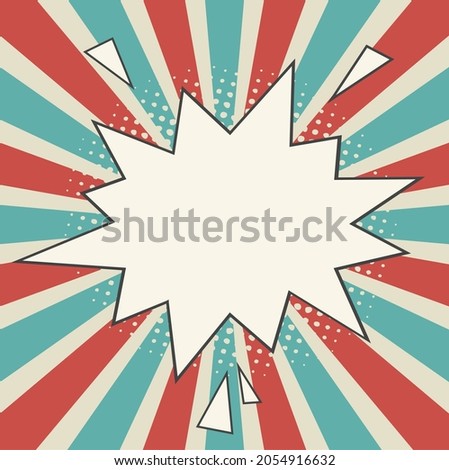 spalash star speech bubble banner on sunburst abstract background pop art style