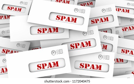 Spam Junk Mail Pile Unwanted Marketing Letters 3d Illustration