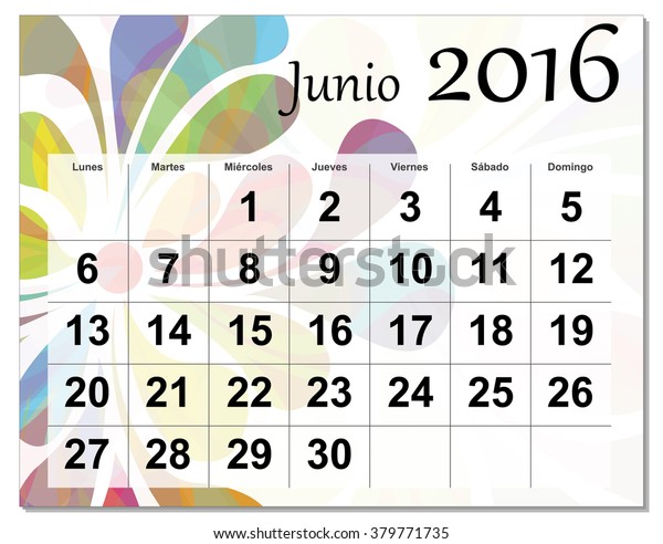 Spanish June 16 Calendar Stock Illustration