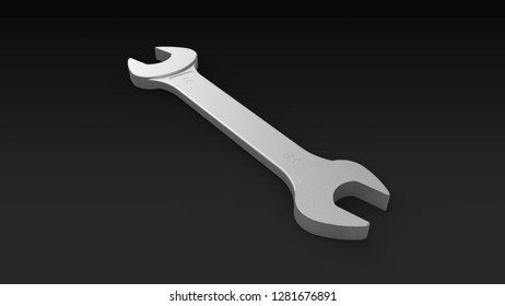 Spanner Angled Black Background 3d Rendering Stock Illustration ...