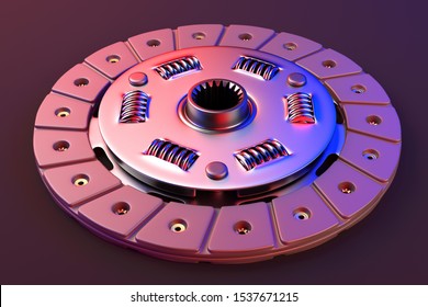 Spare Parts For Car And Truck Clutch Disk. Transmission Auto Parts. 3d Rendering