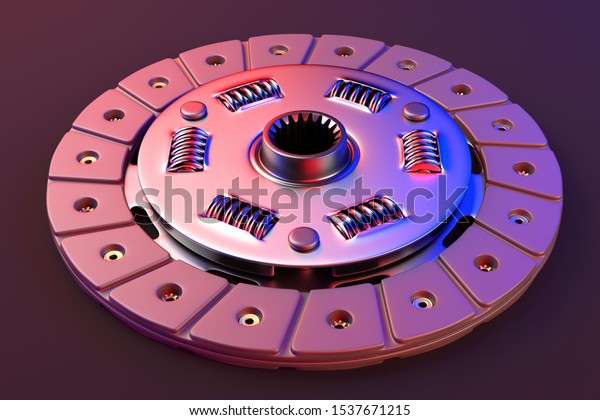 Spare parts for car and truck clutch disk.\
Transmission auto parts. 3d\
rendering