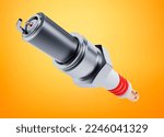 Spare parts spark plugs on white background for car and motorcycle.  3D rendering