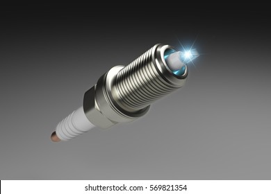 Spark Plug On Black Background. 3D Illustration