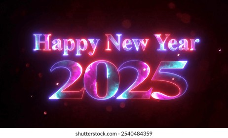 Sparkling golden bokeh particles background with text Happy New Year 2025! Happy New Year 2025 banner, golden particles and stars - Powered by Shutterstock