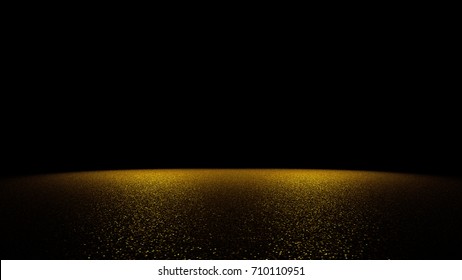 sparkling golden glitter flat surface lit by two bright spotlights (stage background)