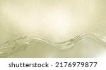 Sparkling liquid wave graphic background in golden-green beige tones. for products banner advertisement season beauty skin care serum gel