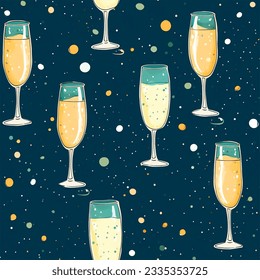 Sparkling wine glasses on the dark background seamless pattern holiday celebration texture - Powered by Shutterstock