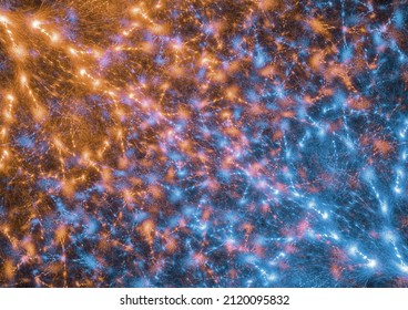 Sparks Or Neurons, Glowing Network Abstract