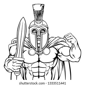 Spartan Trojan Warrior Cartoon Sports Mascot Stock Illustration ...