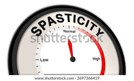 Spasticity at normal levels, displayed on a barometer or tachometer, showing moderate muscle stiffness and occasional contractions, manageable under proper care and monitoring