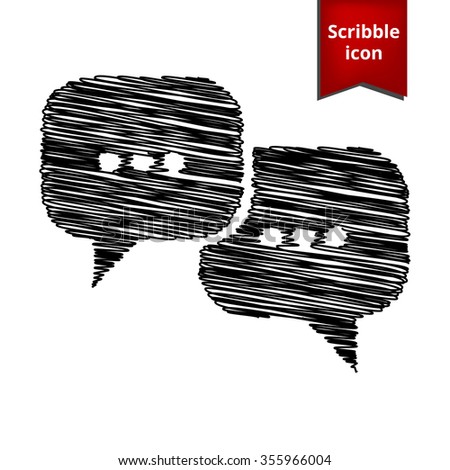 Speach bubles icon with pen effect. Scribble icon for you design.