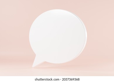 Speak Bubble Text, Talk Chatting Box, Thinking Sign Symbol, Message Box Outline Cartoon, Speech Bubble Icon On Pink Pastel Background, 3D Rendering Illustration