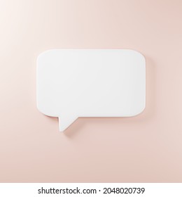 Speak Bubble Text, Talk Chatting Box, Thinking Sign Symbol, Message Box Outline Cartoon, Speech Bubble Icon On Pink Pastel Background, 3D Rendering Illustration