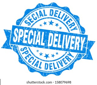 Special Delivery Blue Grunge Stamp