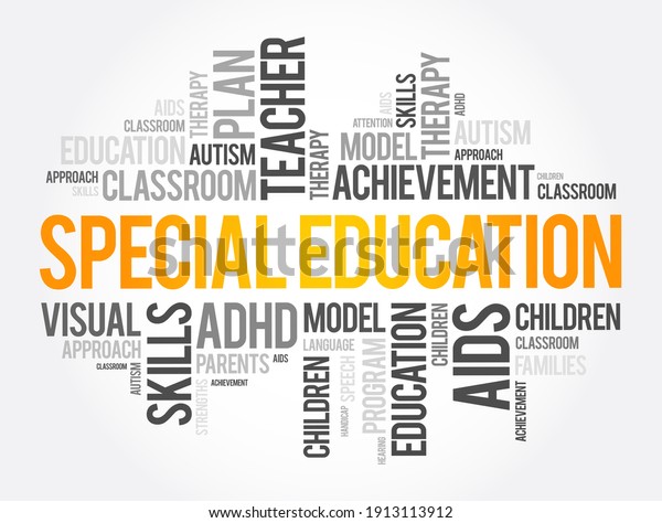 Special Education word cloud collage,\
education concept\
background