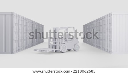Special equipment for loading and unloading containers. Long corridor between containers. 3d rendering.