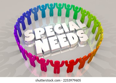 Special Needs Children School Learning Education Autism Assistance Help 3d Illustration