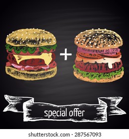  Special Offer. Cheeseburger And Burger.