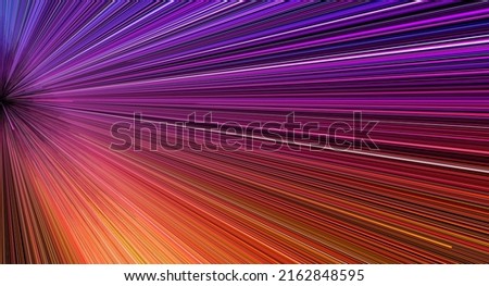 Spectacle, attraction , attention, or flash type background. Light speed color burst. Explosion or exploding fine strands of color rays, bursting in a expanding linear line pattern.