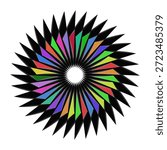 Spectrum Vortex isolated in white background. rainbow color spectrum vortex. Chromatic Turbine. Prism Gear. Radial Shards