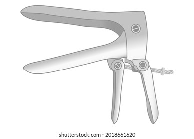 Speculum, Duck-bill-shaped Device Used For Gynecological, Pelvic Exam, With Outlines