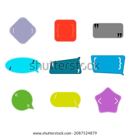 Speech bubble colored quotes and brackets for proverb and wise philosophical thoughts. Remark citing, quote bubble and feedback, proverb opinion, illustration