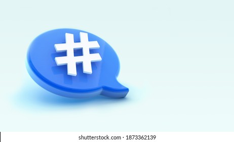 Speech Bubble Icon With Hashtag. Concept Of Social Media Messages, SMS, Comments. Blue And Pink Messages Isolated On Background. 3d Rendering