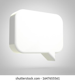 Speech Bubble Isolated On White Background. 3D Rendered White Chat Bubble.