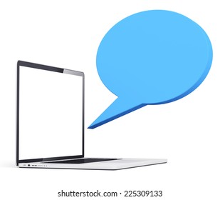 speech bubble with laptop.