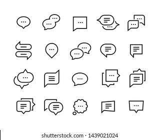 Speech Bubble Line Icons. Talk Chat Thin Conversation Dialog Symbols, Voice Message Comic Cloud.  Social Communication Icon Set