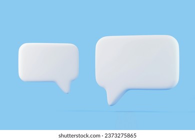 Speech bubble on blue background. Chat icon set. Chatting box, message box. 3D render illustration
