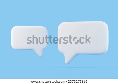 Speech bubble on blue background. Chat icon set. Chatting box, message box. 3D render illustration