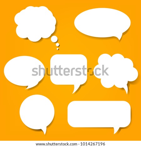 Speech Bubble Set And Orange Background 