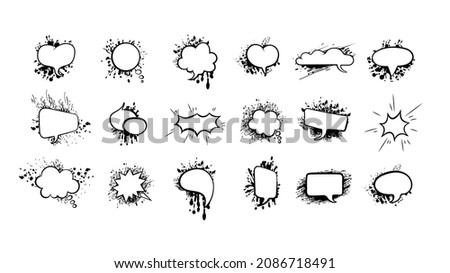 Speech Bubble Set, Splatters Background, Design Elements Set, Grunge Style Different Paint Splashes and Blank Frames.