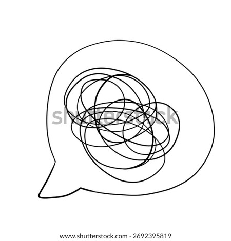 Speech bubble with tangled lines, confused thoughts, mental health